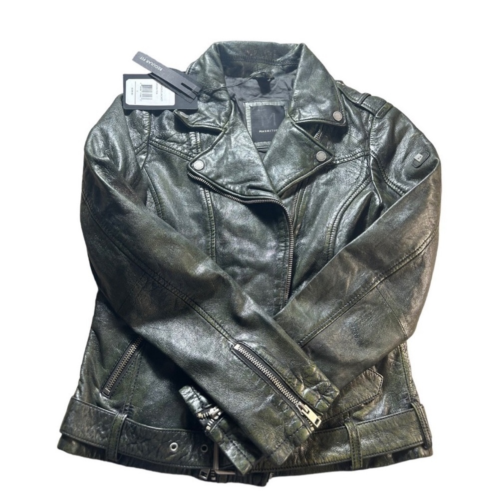 MAURITIUS Wild Leather Jacket (womens) in Green Tea